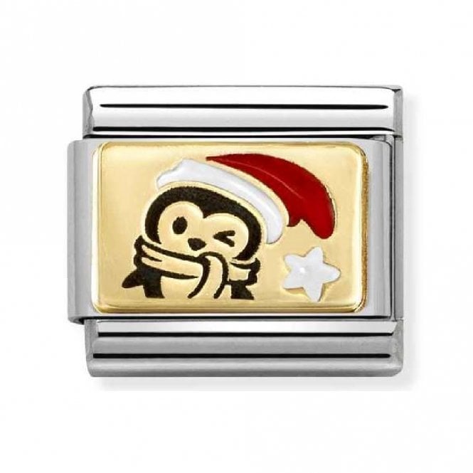 Nomination  Penguin with Santa Hat Yellow Gold Charm