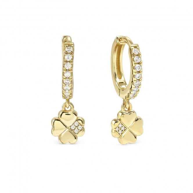 Nomination  Petit Sparkle CZ Four-Leaf Clover Gold Tone Hoop Earrings 0.6 x 1.2cm
