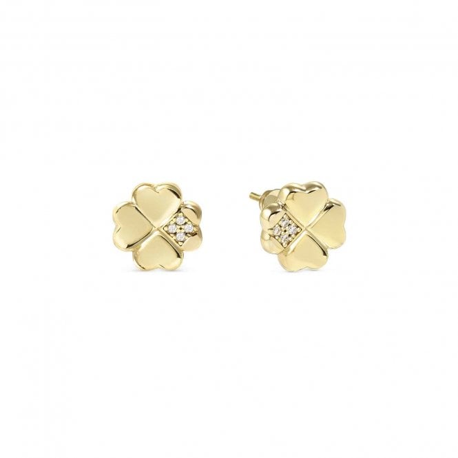 Nomination  Petit Sparkle CZ Four-Leaf Clover Gold Tone Stud Earrings 0.85 x 0.85cm