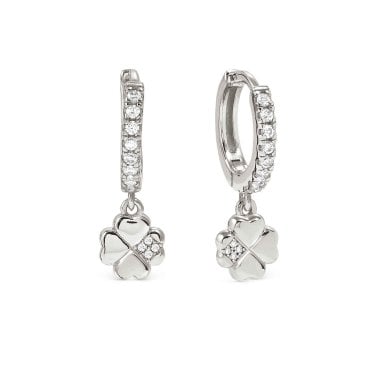 Nomination Petit Sparkle CZ Four-Leaf Clover Hoop Earrings 0.6 x 1.2cm