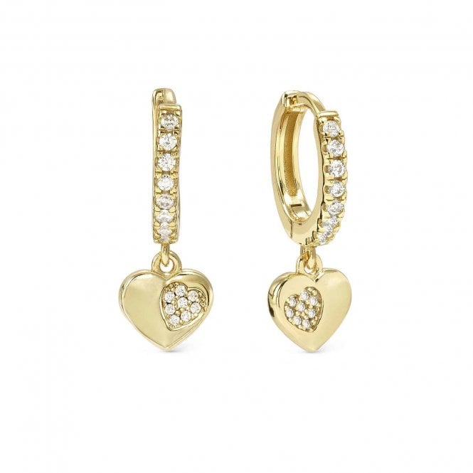 Nomination  Petit Sparkle CZ Heart Gold Tone Hoop Earrings 0.7 x 0.6cm