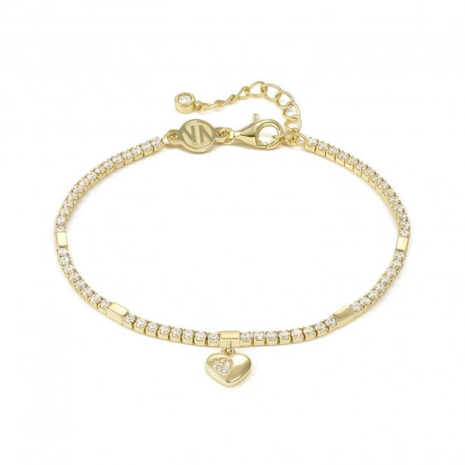 Nomination  Petit Sparkle CZ Heart Gold Tone Tennis Bracelet 0.7 x 0.6cm, 16.5-19.5cm