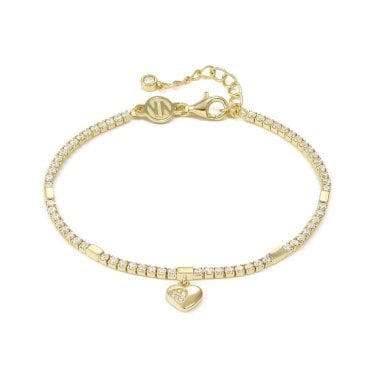 Nomination Petit Sparkle CZ Heart Gold Tone Tennis Bracelet 0.7 x 0.6cm, 16.5-19.5cm