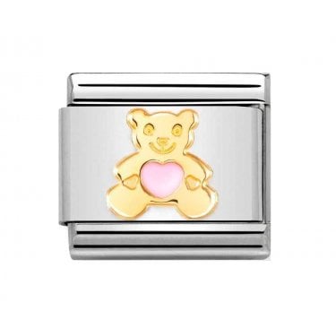 Nomination Pink Bear Yellow Gold Charm