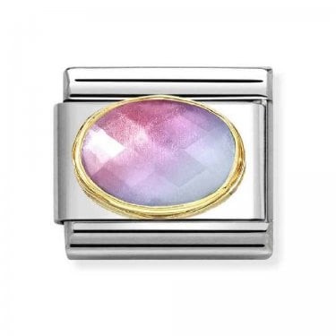 Nomination Pink & Blue Ombre Stone Yellow Gold Charm