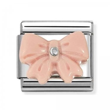 Nomination Pink Bow Silver Shine Charm