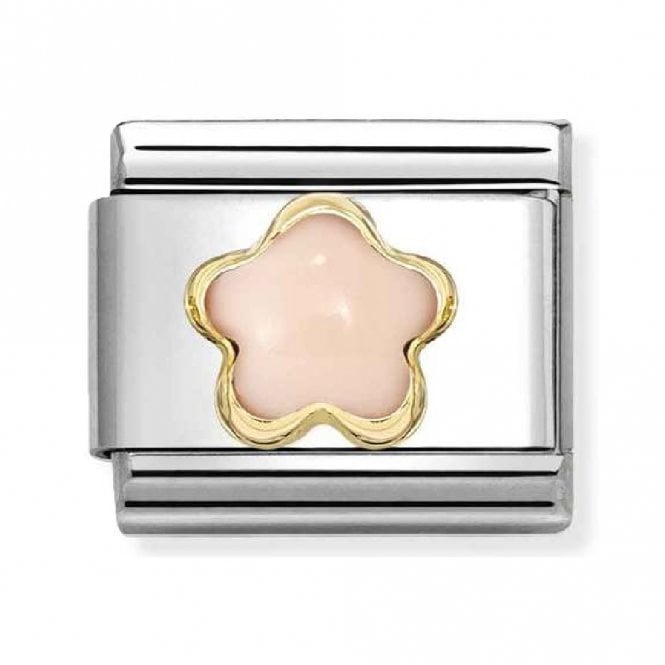 Nomination  Pink Coral Flower Yellow Gold Charm