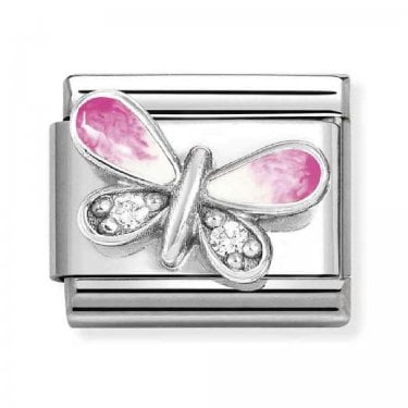 Nomination Pink & CZ Butterfly Silver Shine Charm