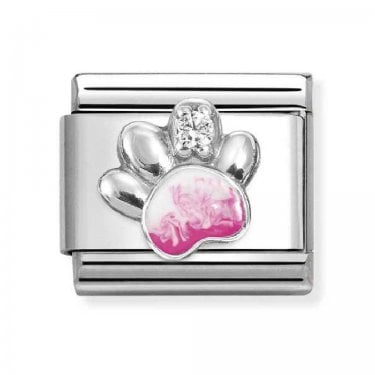 Nomination Pink & CZ Paw Print Silver Shine Charm