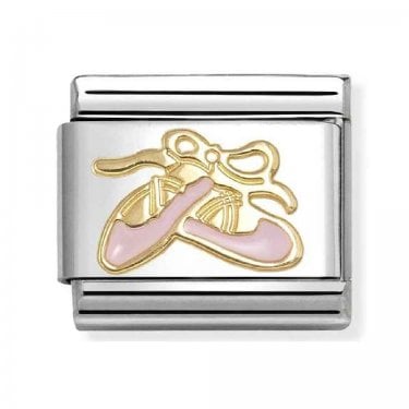 Nomination Pink Dance Shoes Yellow Gold Charm