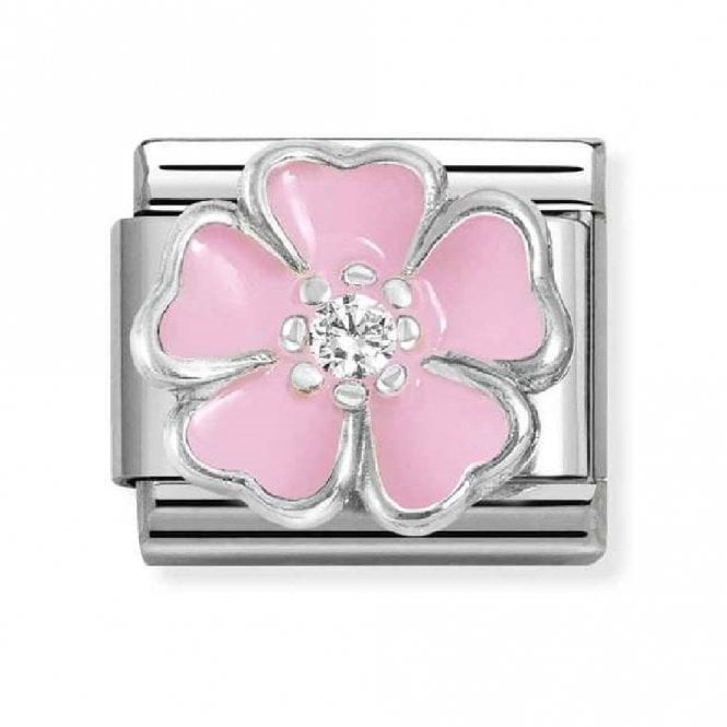 Nomination  Pink Enamel CZ Flower Silver Shine Charm