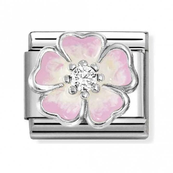 Nomination  Pink Flower with CZ Silver Shine Charm