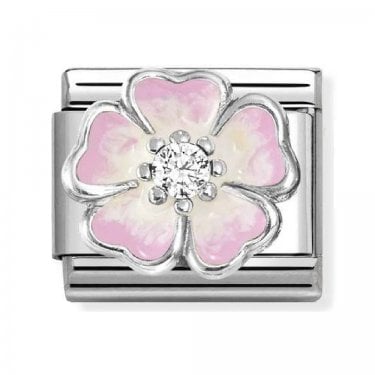 Nomination Pink Flower with CZ Silver Shine Charm
