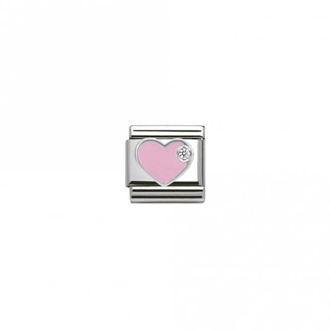 Nomination  Pink Heart with CZ Silver Shine
