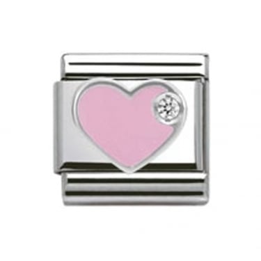 Nomination Pink Heart with CZ Silver Shine