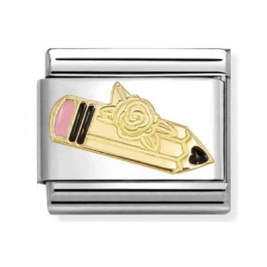 Nomination Pink Pencil Yellow Gold Charm
