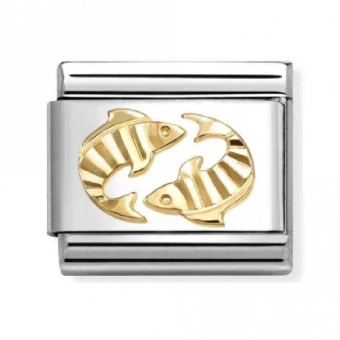 Nomination  Pisces Zodiac Etched Yellow Gold Charm