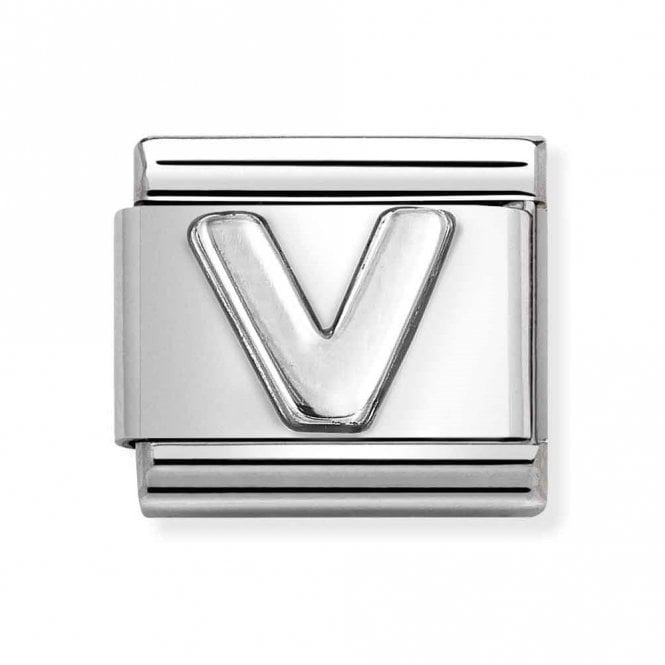 Nomination  Plain V Initial Silver Shine Charm