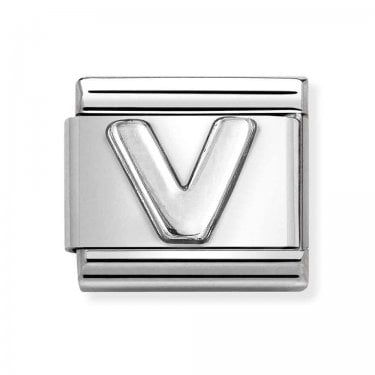 Nomination Plain V Initial Silver Shine Charm