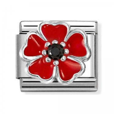 Nomination Poppy with Black CZ Silver Shine Charm