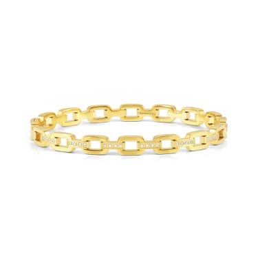 Nomination Pretty Bangles CZ Open Chain Link Gold Tone Bangle 6 x 5.20cm