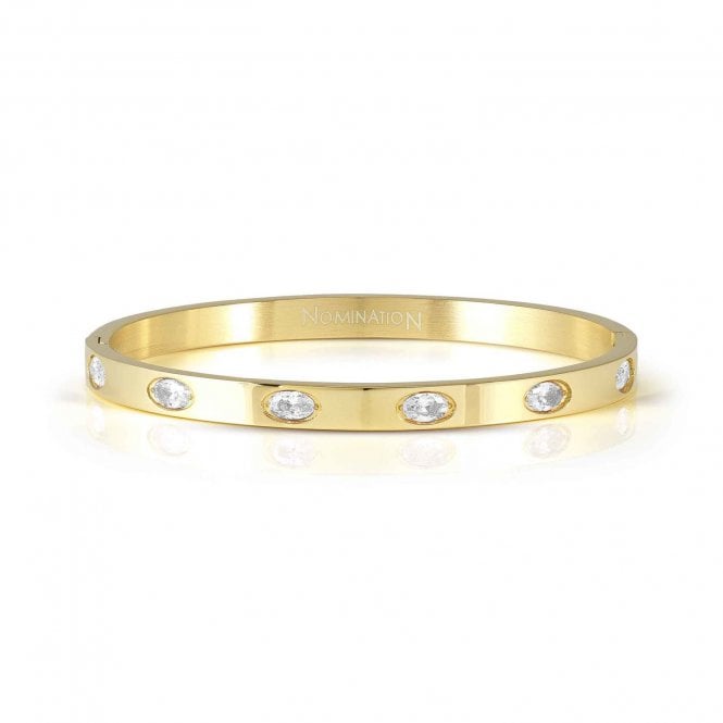 Nomination  Pretty Bangles CZ Oval Stones Gold Tone Bangle 0.5cm, 6 x 5.2cm