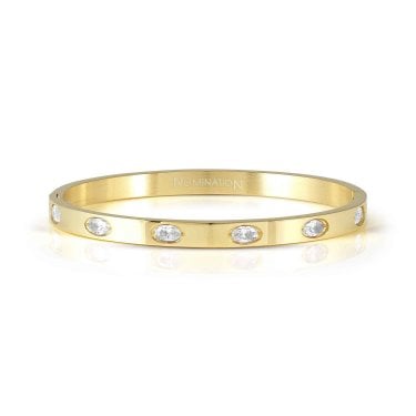 Nomination Pretty Bangles CZ Oval Stones Gold Tone Bangle 0.5cm, 6 x 5.2cm