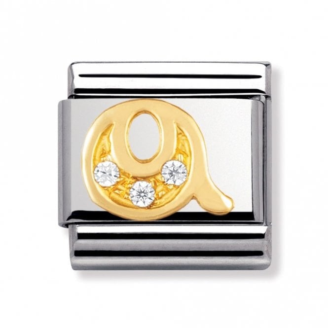 Nomination  Q Initial CZ 18k Gold