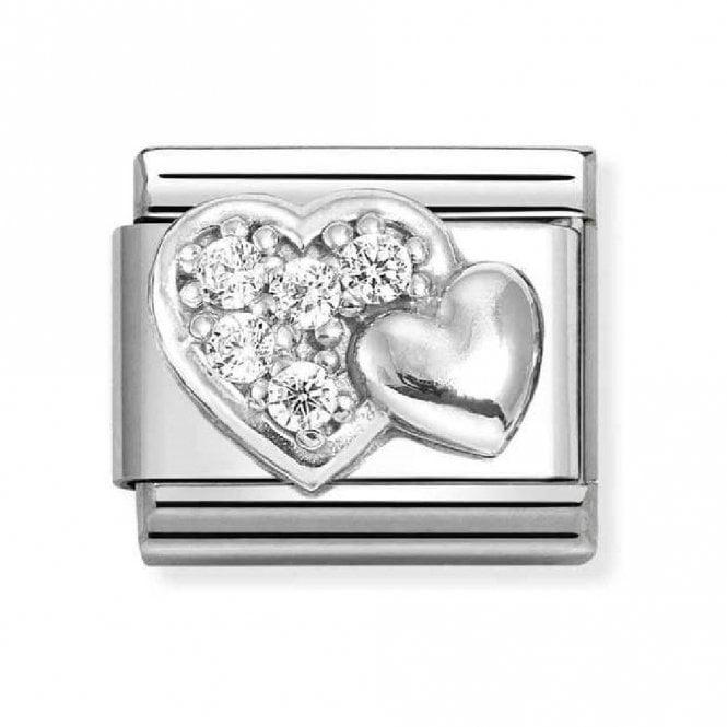 Nomination  Raised Hearts with CZ Silver Shine Charm