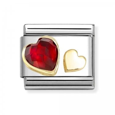 Nomination Red CZ & Gold Heart Yellow Gold Charm