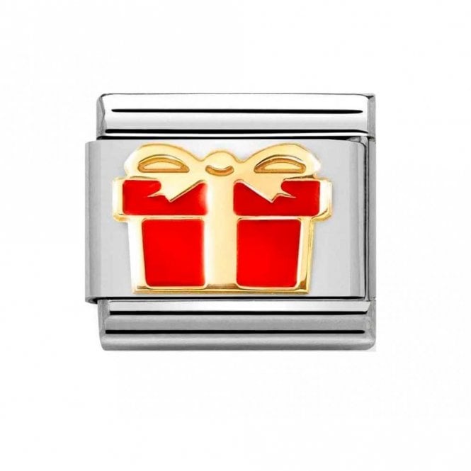 Nomination  Red Gift Box Yellow Gold Charm