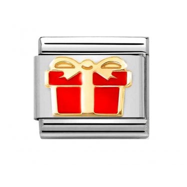Nomination Red Gift Box Yellow Gold Charm