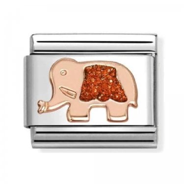 Nomination Red Glitter Elephant Rose Gold Charm