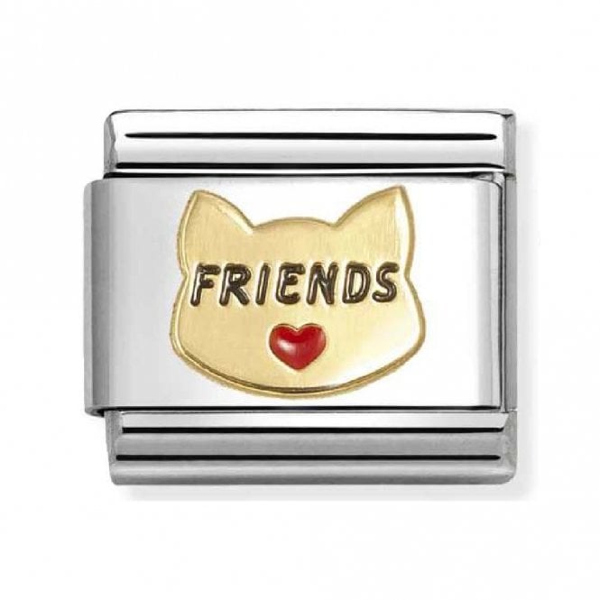 Nomination  Red Heart Cat Friends Yellow Gold Charm