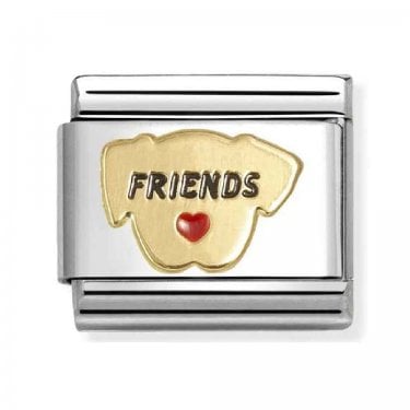 Nomination Red Heart Dog Friends Yellow Gold Charm