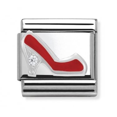 Nomination Red High Heel Shoe CZ Silver Shine
