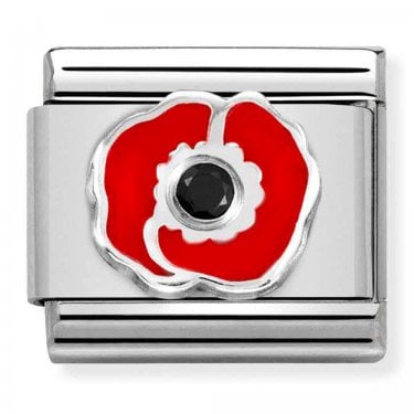 Nomination Red Poppy Silver Charm