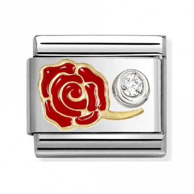 Nomination  Red Rose with CZ Gold & Silver Charm