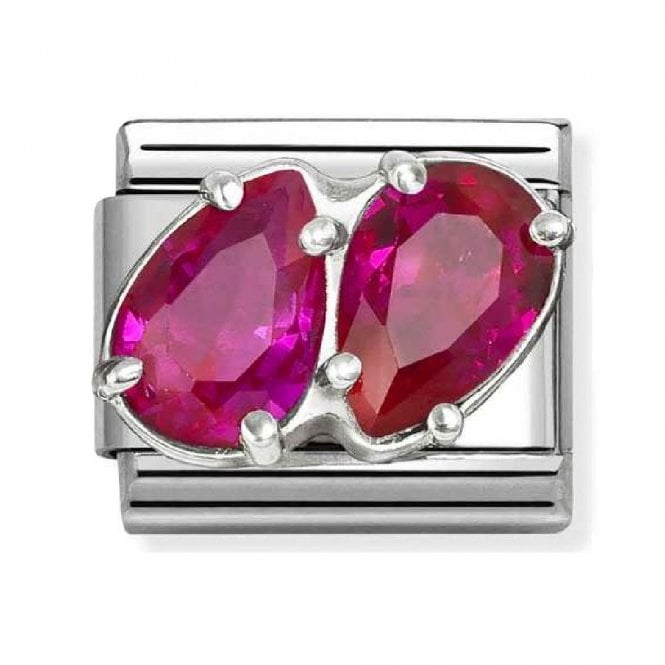Nomination  Red Twin CZ Pear Drop Silver Shine Charm