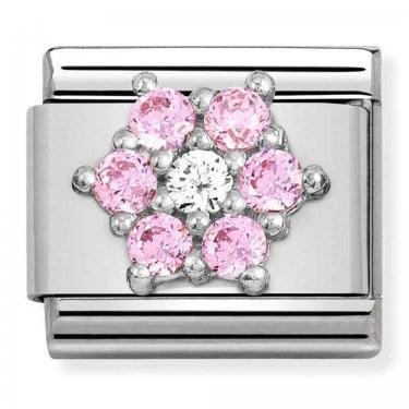 Nomination Rich Red and White Flower Silver Charm