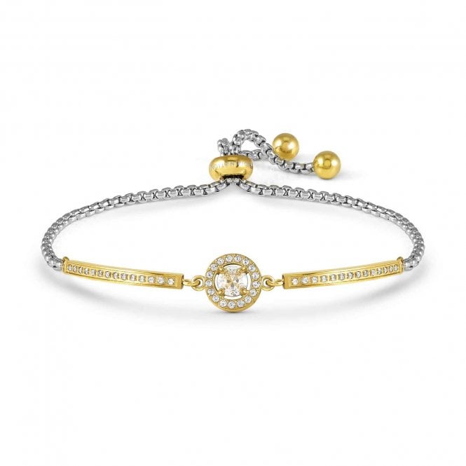Nomination  Royal Dream CZ Circle Gold Tone & Stainless Steel Adjustable Slider Bracelet 6.6 x 0.95cm, 14-19cm