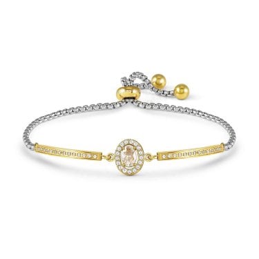 Nomination Royal Dream CZ Oval Gold Tone & Stainless Steel Adjustable Slider Bracelet 6.6 x 1.1cm, 14-19cm