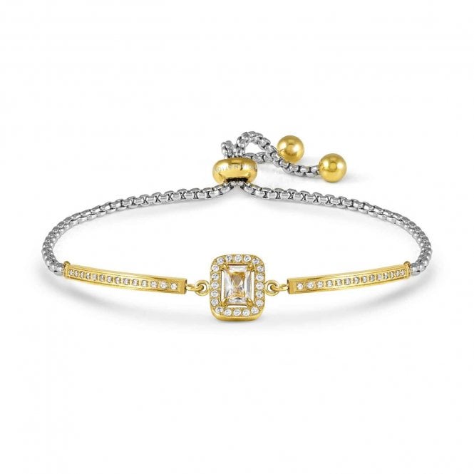 Nomination  Royal Dream CZ Rectangle Gold Tone & Stainless Steel Adjustable Slider Bracelet 6.6 x 1.1cm, 14-19cm