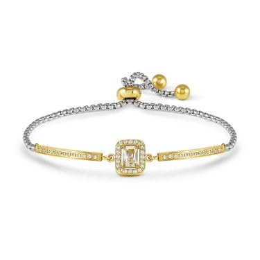 Nomination Royal Dream CZ Rectangle Gold Tone & Stainless Steel Adjustable Slider Bracelet 6.6 x 1.1cm, 14-19cm