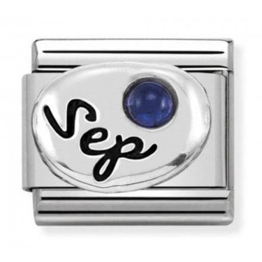 Nomination Sep Writing with Sapphire Birthstone Silver Shine