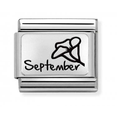 Nomination September Flower Plate Silver Shine Charm