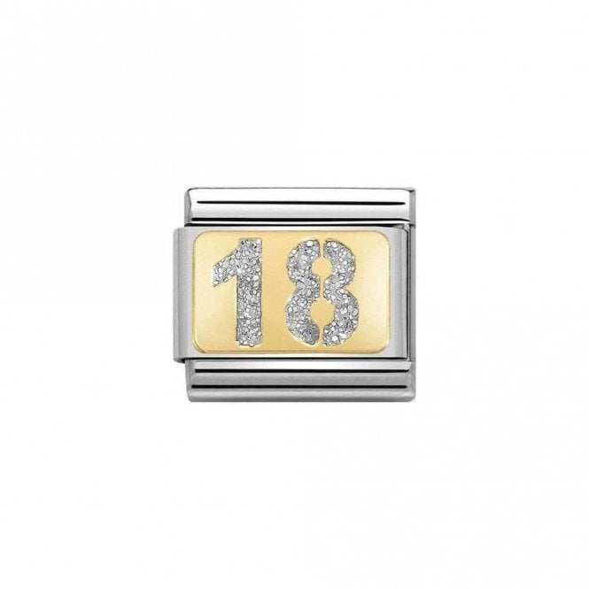 Nomination  Silver Glitter 18 Yellow Gold