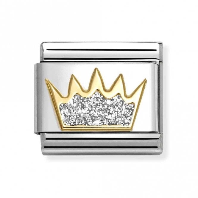 Nomination  Silver Glitter Crown Yellow Gold Charm