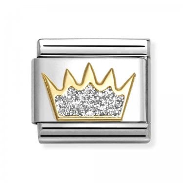 Nomination Silver Glitter Crown Yellow Gold Charm