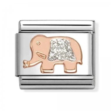 Nomination Silver Glitter Elephant Rose Gold Charm